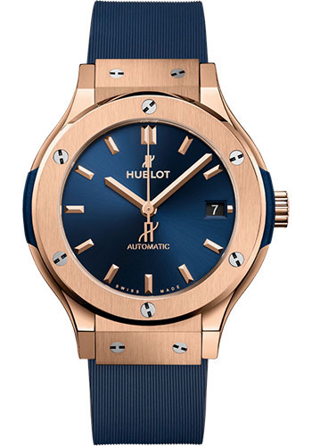 Hublot Classic Fusion King Gold Blue Watch - 38 mm - Blue Dial - Blue Lined Rubber Strap