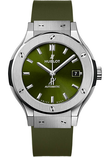 Hublot Classic Fusion Titanium Green Watch - 38 mm - Green Dial - Green Lined Rubber Strap