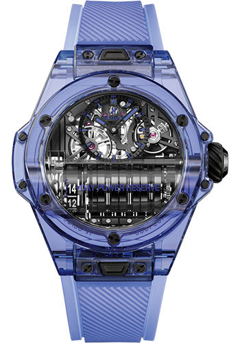 Hublot Big Bang MP-11 Power Reserve 14 Days Blue Sapphire Watch - 45 mm - Sapphire Crystal Dial - Blue Rubber Strap Limited Edition of 50