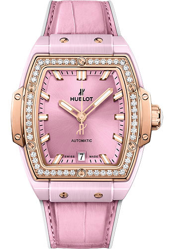 Hublot Spirit Of Big Bang Pink Ceramic King Gold Diamonds Watch - 39 mm - Pink Dial