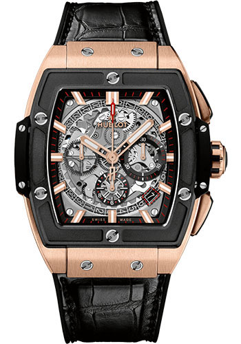 Hublot Spirit of Big Bang King Gold Ceramic Watch - 42 mm - Sapphire Dial - Black Rubber and Leather Strap