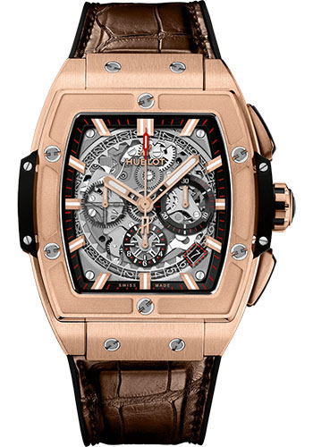 Hublot Spirit of Big Bang King Gold Watch - 42 mm - Sapphire Dial - Black Rubber and Brown Leather Strap