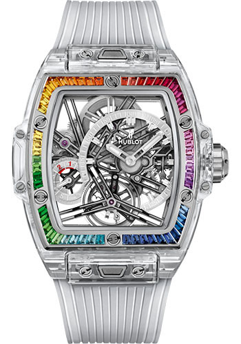 Hublot Spirit of Big Bang Tourbillon Sapphire Rainbow Watch - 42 mm - White Dial - Transparent Strap Limited Edition of 50