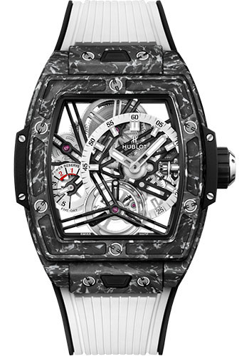 Hublot Spirit of Big Bang Tourbillon Carbon White Watch - 42 mm - Sapphire Dial - Black and White Rubber Strap Limited Edition of 100
