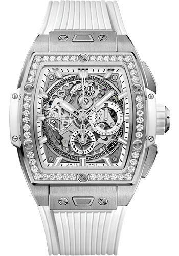 Hublot Spirit of Big Bang Titanium White Diamonds Watch - 42 mm - Sapphire Crystal Dial - White Rubber Strap