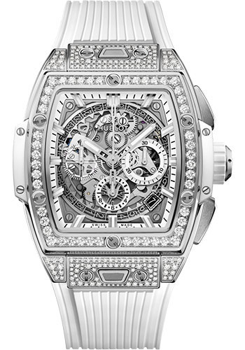 Hublot Spirit of Big Bang Titanium White Pavé Watch - 42 mm - Sapphire Crystal Dial - White Rubber Strap