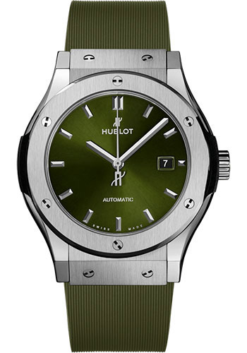 Hublot Classic Fusion Titanium Green Watch - 42 mm - Green Dial - Green Lined Rubber Strap