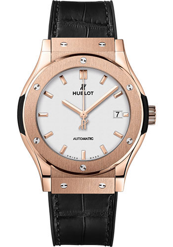 Hublot Classic Fusion King Gold Opalin Watch - 42 mm - Opaline Ed Dial - Black Rubber and Leather Strap