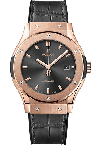 Hublot Classic Fusion Racing Grey King Gold Watch - 42 mm - Gray Dial - Black Rubber and Gray Leather Strap
