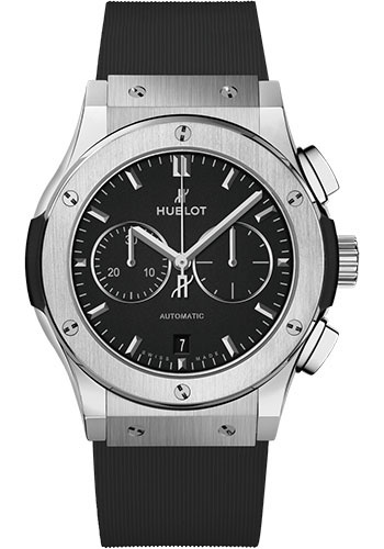 Hublot Classic Fusion Chronograph Titanium Watch - 42 mm - Black Dial - Black Lined Rubber Strap
