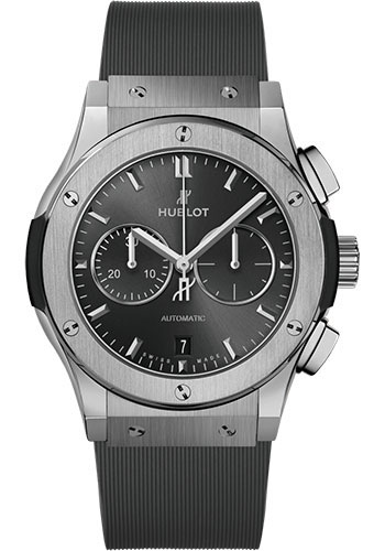 Hublot Classic Fusion Racing Grey Chronograph Titanium Watch - 42 mm - Gray Dial - Gray Lined Rubber Strap