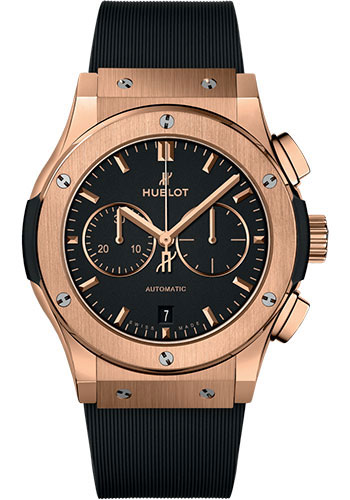 Hublot Classic Fusion Chronograph King Gold Watch - 42 mm - Black Dial - Black Lined Rubber Strap