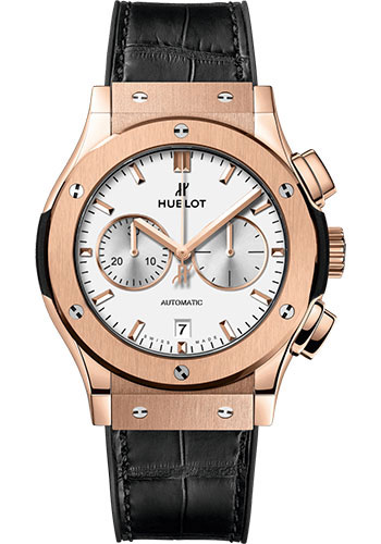 Hublot Classic Fusion Chronograph King Gold Opalin Watch - 42 mm - Opaline Ed Dial - Black Rubber and Leather Strap