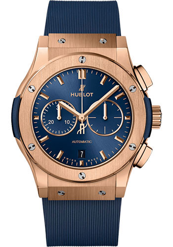 Hublot Classic Fusion Chronograph King Gold Blue Watch - 42 mm - Blue Dial - Blue Lined Rubber Strap