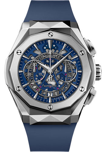 Hublot Classic Fusion Aerofusion Chronograph Orlinski Titanium Blue Watch - 45 mm - Sapphire Crystal Dial - Blue Smooth Rubber Strap Limited Edition of 200