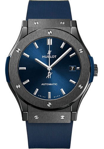 Hublot Classic Fusion Ceramic Blue Watch - 45 mm - Blue Dial - Blue Lined Rubber Strap