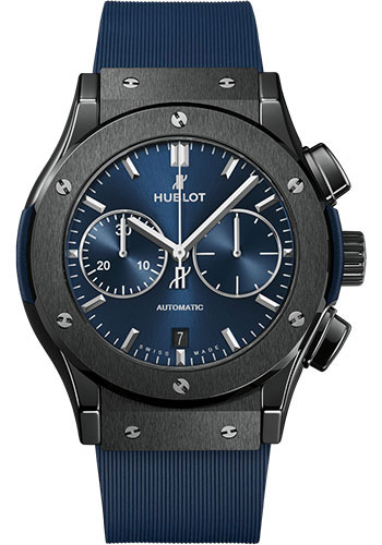 Hublot Classic Fusion Ceramic Blue Chronograph Watch - 45 mm - Blue Dial - Blue Lined Rubber Strap