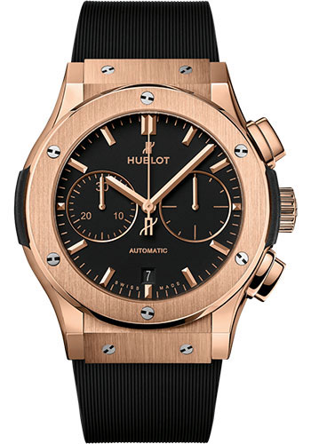 Hublot Classic Fusion Chronograph King Gold Watch - 45 mm - Black Dial - Black Lined Rubber Strap