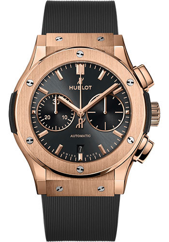 Hublot Classic Fusion Racing Grey Chronograph King Gold Watch - 45 mm - Gray Dial - Gray Lined Rubber Strap