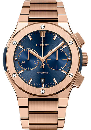 Hublot Classic Fusion Blue Chronograph King Gold Bracelet Watch