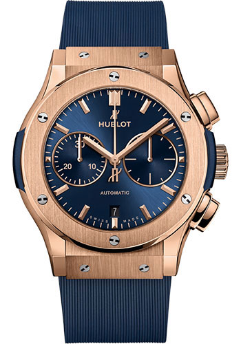 Hublot Classic Fusion Chronograph King Gold Blue Watch - 45 mm - Blue Dial - Blue Lined Rubber Strap