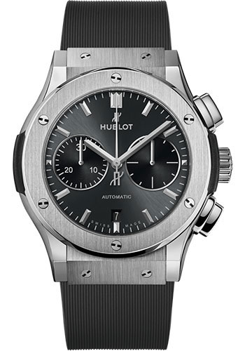 Hublot Classic Fusion Racing Grey Chronograph Titanium Watch - 45 mm - Gray Dial - Gray Lined Rubber Strap