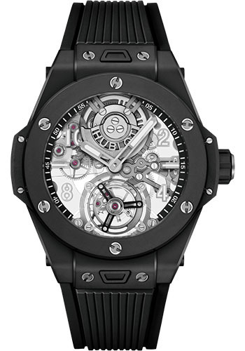 Hublot Big Bang Tourbillon Automatic Black Magic Watch - 45 mm - Sapphire Dial - Black Rubber Strap