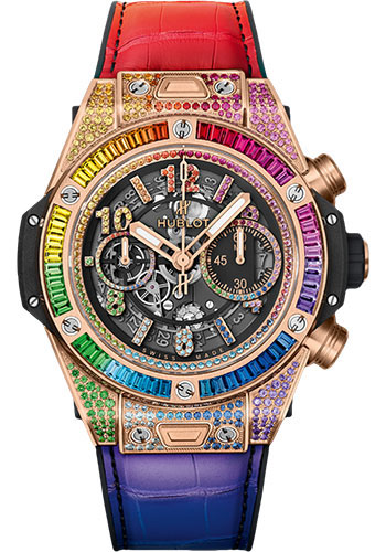 Hublot Big Bang Unico Rainbow King Gold Watch - 45 mm - Black Skeleton Dial