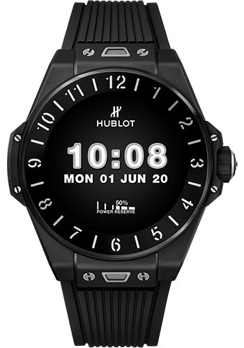 Hublot Big Bang e Black Ceramic Watch - 42 mm - Digital Hublot Watchfaces Dial - Black Rubber Strap