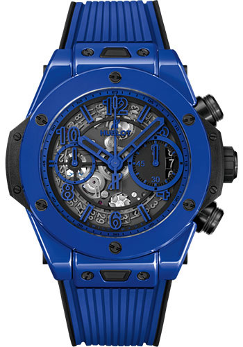 Hublot Big Bang Unico Blue Magic Watch - 42 mm - Blue And Black Skeleton Dial - Black and Blue Rubber Strap