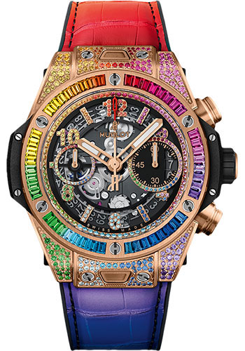 Hublot Big Bang Unico King Gold Rainbow Watch - 42 mm - Black Skeleton Dial