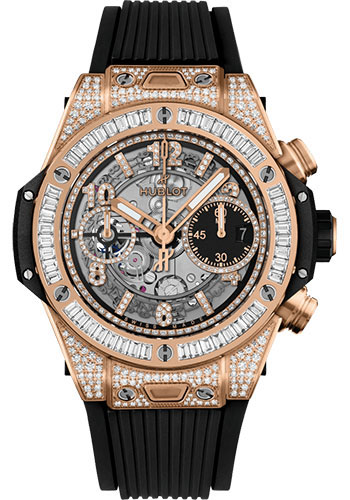 Hublot Big Bang Unico King Gold Jewellery Watch - 42 mm - Black Skeleton Dial - Black Rubber Strap