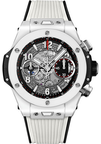Hublot Big Bang Unico White Ceramic 42mm Watch - 42 mm - Black Skeleton Dial