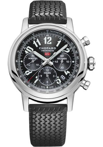 Chopard Mille Miglia Classic Chronograph Watch - 42.00 mm Steel Case - Galvanic Black Dial - Black Strap