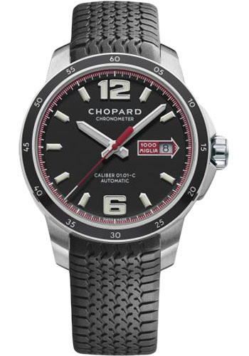 Chopard Mille Miglia GTS Automatic Watch - Steel Case - Matte Black Dial - Black Strap