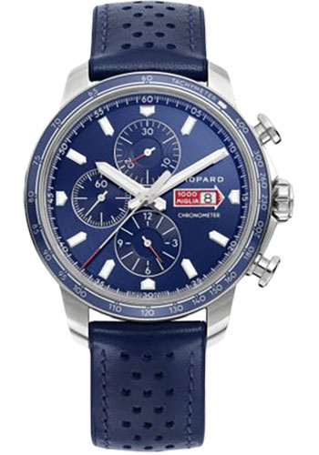 Chopard Mille Miglia GTS Azzurro Chrono Watch - 44.00 mm Steel Case - Blue Dial - Blue Perforated Strap Limited Edition of 750