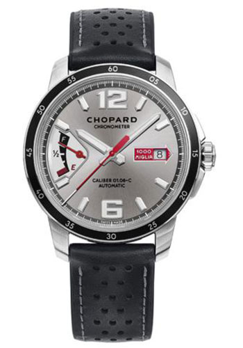 Chopard Mille Miglia GTS Luftgekühlt Edition Watch - 43.00 mm Steel Case - Circular Satin Brushed Silver Dial - Black-Colored Perforated With Silver Stitching.Black Rubber Lining Inspired By 1960S Dunlop Racing Tires