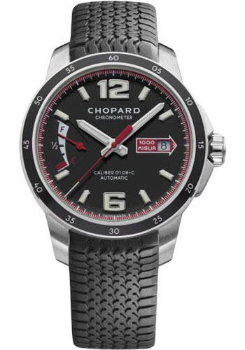 Chopard Mille Miglia GTS Power Control Watch - Steel Case - Matte Black Dial - Black Strap