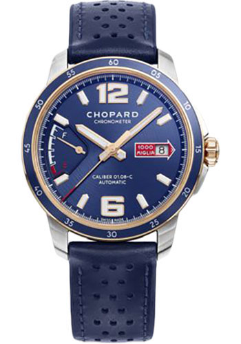 Chopard Mille Miglia GTS Azzurro Power Control Watch - 43.00 mm Rose Gold Case - Blue Dial - Blue Perforated Strap Limited Edition of 500