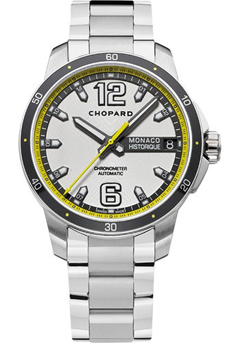 Chopard Grand Prix de Monaco Historique Automatic Watch - 44.50 mm Titanium Case - Grey Dial - Steel Bracelet
