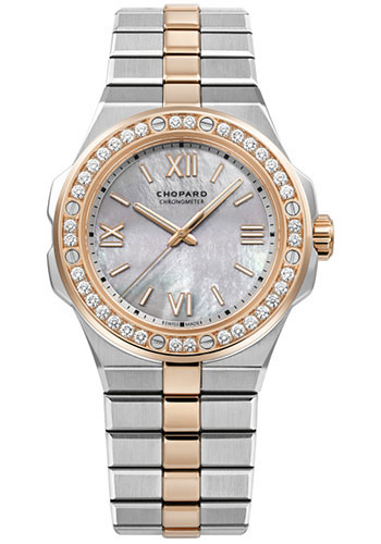 Chopard Alpine Eagle Watch - 36.00 mm Steel Case - Rose Gold Diamond Bezel - Mother-of-Pearl Dial - Rose Gold And Steel Bracelet