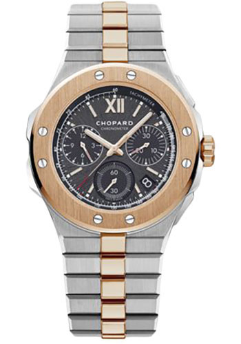 Chopard Alpine Eagle XL Chrono Watch - 44.00 mm Rose Gold And Steel Case - Absolute Black Dial