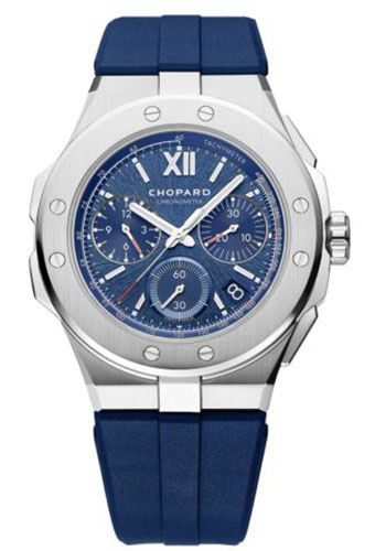 Chopard Alpine Eagle XL Chrono Watch - 44.00 mm Steel Case - Aletsch Blue Dial - Blue Rubber Strap
