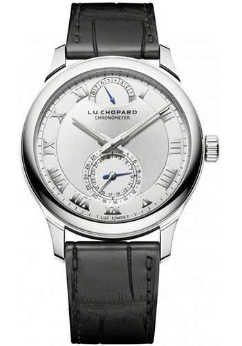 Chopard L.U.C Quattro Watch - White Gold Case - Silver Dial - Black Alligator Strap