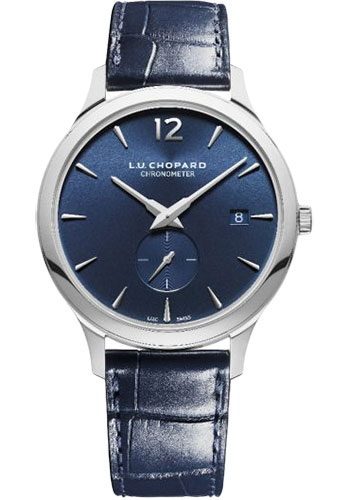 Chopard L.U.C XPS Watch - 40.00 mm Platinum Case - Galvanic Blue Dial - Blue Strap