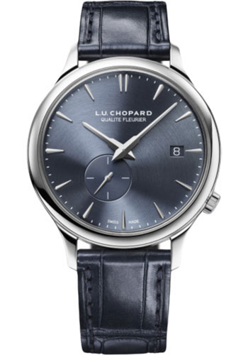 Chopard L.U.C XPS Twist QF Watch - White Gold Case - Galvanic Blue-Gray Dial - Gray Strap