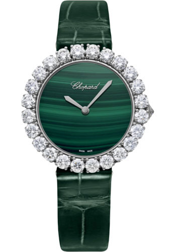 Chopard L'Heure Du Diamant Round Watch - 35.75 mm White Gold Diamond Case - Malachite Dial