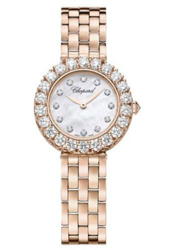 Chopard L'Heure Du Diamant Watch - 26.00 mm Rose Gold Diamond Case - Mother-Of-Pearl Diamond Dial - Rose Gold Link Bracelet