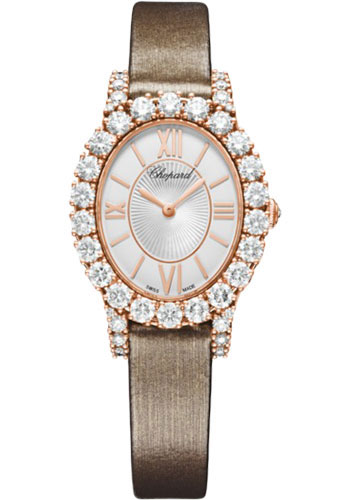 Chopard L'Heure Du Diamant Oval Watch - 29.40 mm Rose Gold Diamond Case - White Dial