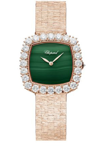 Chopard L'Heure Du Diamant Watch - 30.50 x 30.50 mm Rose Gold Diamond Case - Malachite Dial